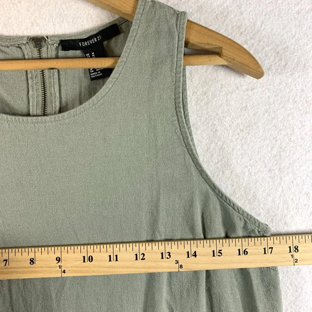 Womens‎ Linen Blend Mini Shift Dress Sz M Sage Green Coastal Minimalist Beachy